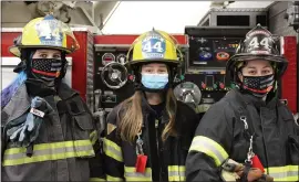  ?? SUBMITTED PHOTO ?? Kelsey Forsyth, Hope Mitchell, and Amanda Hoade are among just a few female firefighte­rs at Harmonvill­e Fire Company in Plymouth Township.