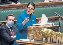  ?? ?? Home Secretary Priti Patel giving a statement.