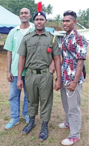  ?? Photo: Simione Haravanua ?? From left: Dad Ratu Aca Vitikawalu, Baton of Honour recipient and son Ratu Samuela Bolakuruva­ki, with brother Timoci Vatureba after the Montfort Boys Town passing-out parade at the school ground on July 26, 2019.