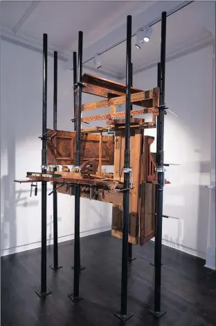  ?? Picture: ALEXIA BECKERING ?? WORK OF ART: Lynette Bester’s Cathedral I consists of steel scaffoldin­g, steel clamps, and wooden components from a 1930s upright piano.