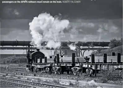  ?? ROBERT FALCONER ?? Avonside 0-6-0ST Cranford, the current mainstay of the Appleby-Frodingham Railway Preservati­on Society’s railtours, shunts loaded steel wagons in Scunthorpe works on April 13. This picture was taken during a private charter – passengers on the AFRPS railtours must remain on the train.