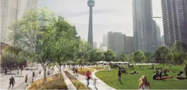  ?? CITY OF TORONTO ?? The mayor and some city officials have pitched a eight-hectare park for the stretch between Bathurst St. and Blue Jays Way.