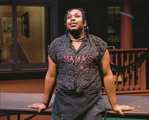  ?? ?? Marcel Spears in the New York premiere production of Pulitzer Prize winning play “Fat Ham,” written by James Ijames, co-produced by National Black Theatre and The Public Theater and coming to Broadway’s American Airlines Theatre in the spring.