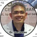  ??  ?? Dr. Sacdalan