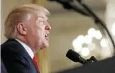  ??  ?? WASHINGTON: President Donald Trump speaks during a joint news conference with Finnish President Sauli Niinisto, in the East Room of the White House in Washington.