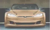  ??  ?? Below: a Tesla Model S electric race car clothed in Bcomp flax composite bodywork