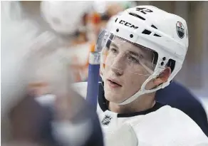  ?? DAVID BLOOM ?? Cameron Hebig, seen here at the Oilers rookie camp at Rogers Place on Monday, had a goal in Wednesday’s 6-3 loss to the Flames.