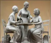  ?? PROVIDED PHOTO ?? This photo provided by Michael Bergmann shows a one-third scale clay model of Sojourner Truth, left, Susan B. Anthony, center, and Elizabeth Cady Stanton at Meredith Bergmann’s studio in Ridgefield, Conn.