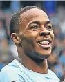  ??  ?? Raheem Sterling: scored twice in Manchester City’s 5-0 win over Crystal Palace.