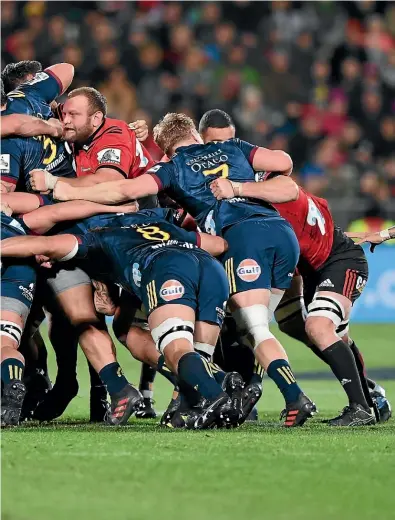  ?? GETTY IMAGES ?? The Crusaders dismantle the Highlander­s’ scrum during last year’s Super Rugby quarterfin­al in Christchur­ch.