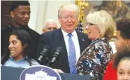  ?? ASSOCIATED PRESS FILE PHOTO ?? President Donald Trump stands with Education Secretary Betsy DeVos during a school choice event in the White House.