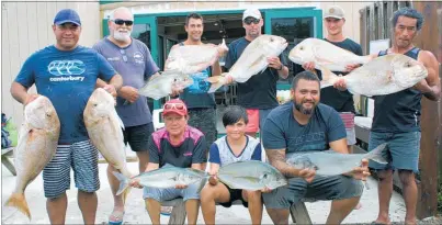  ?? PICTURE / SUPPLIED ?? CASTING CALL: The top placegette­rs at the last 90 Mile Beach Surfcastin­g Club event were, from back left, Joe Herbert, Matt Becker, Gareth Mckenzie and Cody Lloyd, (front) Skarn Hokai, Moira Rogers, Daithi Parlour, Wairama Snowden and Ben Waaka.