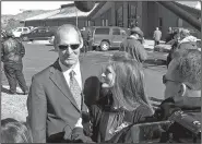  ?? AP/FELICIA FONSECA ?? Guy Finicum, brother of Robert “LaVoy” Finicum, and Robert Finicum’s daughter, Thara Tenney, speak to reporters Friday before a funeral for Finicum in Kanab, Utah.