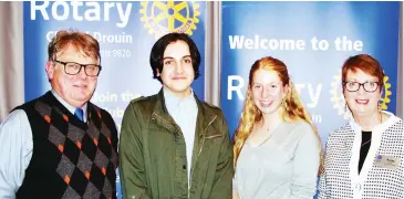  ??  ?? At a recent meeting of Drouin Rotary Club are (from left): president Tim Wills, Xavier Swetman, Thalia Mitchell and meeting chairman Rotarian Anita Coonan.