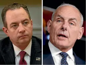  ??  ?? Reince Priebus, left, has been replaced as White House chief of staff by retired general and Homeland Security Secretary John Kelly, right.