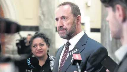  ?? Photo / Mark Mitchell ?? Justice Minister Andrew Little tells reporters of his decision to drop the “three strikes” repeal because of lack of support from NZ First. That party’s caucus will consider its stance today.