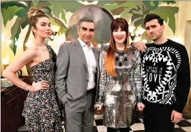  ??  ?? This image released by Pop TV shows, from left, Annie Murphy, Eugene Levy, Catherine O’Hara and Dan Levy from the series “Schitt’s Creek.” (Pop TV via AP)