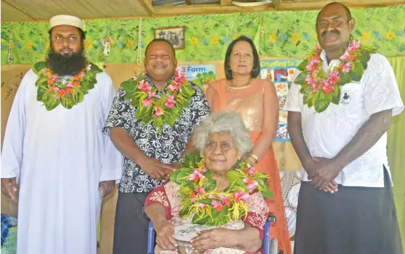  ?? Photo: Waisea Nasokia ?? Standing from left: Muffti Zainal Abu Dean, Minister for Agricultur­e Inia Seruiratu, Minister for Health and Medical Services Rosy Akbar, Tui Conua Ratu Luke Veidovi with 84-year-old Torika Galo (seated), at Vatukarasa yesterday.