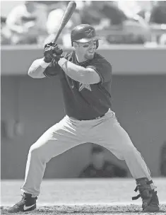  ?? 1999 PHOTO BY MATT YORK, AP ?? Jeff Bagwell, known for his distinctiv­e batting stance, hit .297 for his 15- year career, all with the Astros, and had a franchiser­ecord 449 home runs. He was National League MVP in 1994.