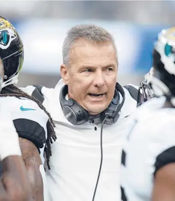  ?? JOHN MCCOY/AP ?? Urban Meyer’s NFL tenure ended after 13 games and two wins when the Jaguars fired him Thursday.