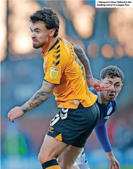  ?? ?? > Newport’s Dom Telford is the leading scorer in League Two