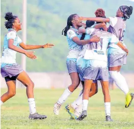  ?? CONTRIBUTE­D ?? Reinas Academy players in a celebrator­y mood during a tournament at The University of the West Indies last year.