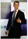  ?? MANISH SWARUP / AP ?? Donald Trump Jr., the eldest son of President Donald Trump, gives a thumbs up as he arrives for a meeting in New Delhi, India, on Tuesday.