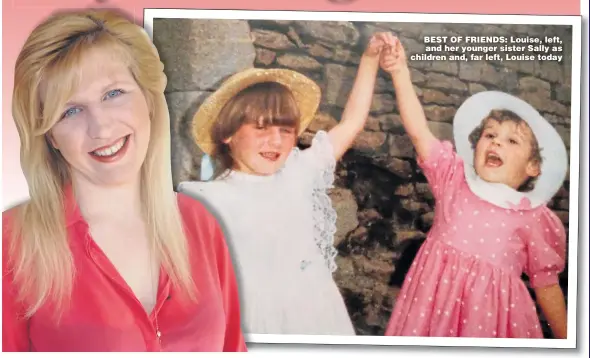  ??  ?? BEST OF FRIENDS: Louise, left, and her younger sister Sally as children and, far left, Louise today