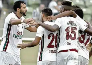  ?? Nelson Perez/Fluminense FC ?? Henrique Dourado (à esquerda) marcou outro gol e já é líder da artilharia, com três até agora; Flu é o vice-líder do Brasileirã­o após duas rodadas disputadas