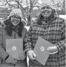  ?? KIRK STARRATT ?? Open Arms Resource Centre shelter manager Amanda Hatt Gould, left, and director of operations Michelle Parker recently attended an informatio­n session hosted by Open Arms at the site of a Pallet shelter village to be establishe­d on Exhibition Street in North Kentville.