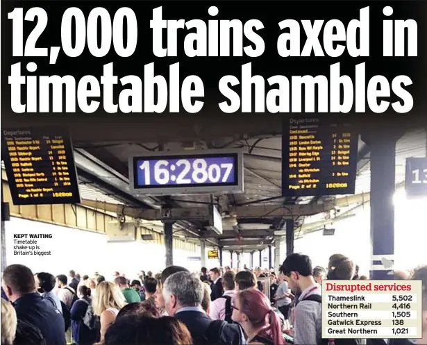  ??  ?? KEPT WAITING Timetable shake-up is Britain’s biggest