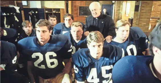  ?? ?? Sean Astin is seen here, No. 45 bottom center, pictured among the cast of “Rudy.”