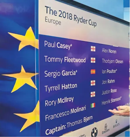  ?? Picture: Getty. ?? Team Europe captain Thomas Bjorn reveals his 12-man squad for the matches with the USA in France at the end of the month.