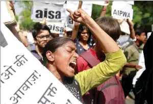  ?? — Reuters ?? Protestors take to the streets in New Delhi over sexual assault cases in Kathua and Unnao.