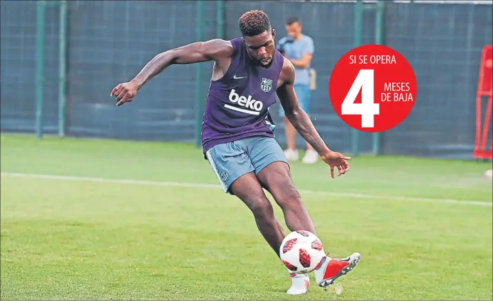  ?? FOTO: FCB ?? Valverde y el Barça están muy pendientes de la evolución de la lesión de rodilla de Umtiti El central francés es baja desde la previa del partido de Liga ante el Athletic Club y no se sabe cuándo podrá volver a jugar