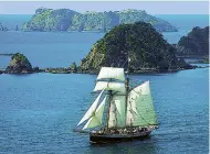  ??  ?? Above left: On the Cape Brett Peninsula. Above right: The sailing ship - R Tucker Thompson.