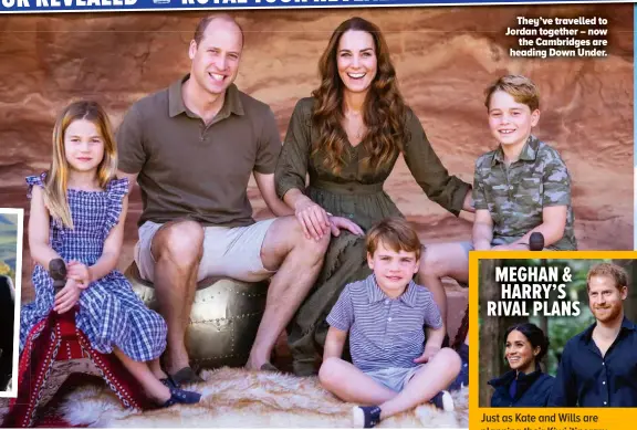  ?? ?? They’ve travelled to Jordan together – now the Cambridges are heading Down Under.
