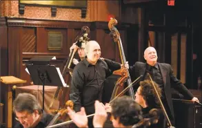  ?? Courtesy of ONE ?? James Sinclair, right, and Joe Russo at a previous Orchestra New England concert. They will join ONE in performing a 45th anniversar­y concert Saturday in New Haven.