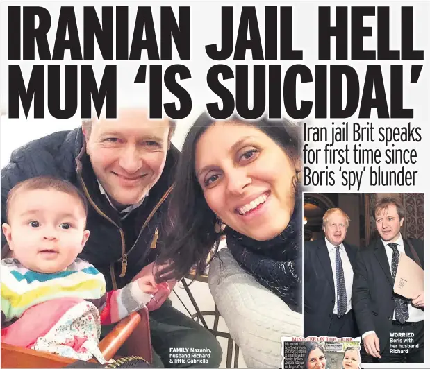  ??  ?? FAMILY Nazanin, husband Richard &amp; little Gabriella WORRIED Boris with her husband Richard