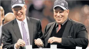  ?? Getty Images ?? THEY’VE DONE IT BEFORE: Co-owners John Mara (left) and Steve Tisch have blown a series of recent hirings, but they got it right when they made Jerry Reese the GM in 2006 — and won the Super Bowl (above) a year later.