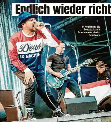  ?? ?? In Hochform: die Beatsteaks mit Frontmann Arnim im Stadtpark