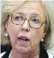  ??  ?? Federal Green Party Leader Elizabeth May: “I have to profoundly question whether I can continue as leader and that’s obviously heartbreak­ing.”