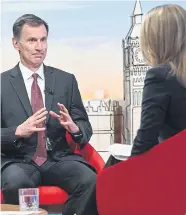  ?? ?? Chancellor of the Exchequer Jeremy Hunt appearing on TV