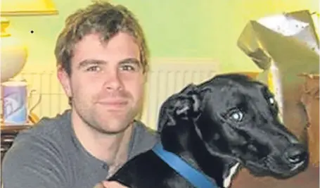  ?? Picture: PA. ?? Cameron Logan, 23, with his dog Gomez, who were both killed in a deliberate house fire at their family home in Milngavie.