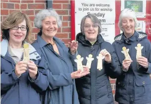  ??  ?? Evelyn Shepherd, Judy Gibbons, Hilary King and Marie Moncaster helped distribute the angels