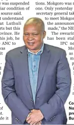  ??  ?? Compromise: North West premier-elect Bushy Maape