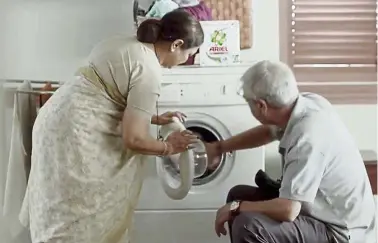  ??  ?? P&G’s ad campaign, ‘Share The Load’, in India to advocate for men to share the responsibi­lity of housework was a success, pushing sales up by 60%.