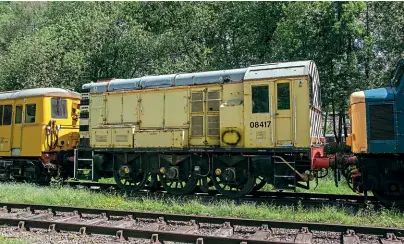  ?? Alistair Grieve ?? Clearly unable to move under its own power, No. 08417 sits at Peak Rail on June 12, awaiting a new owner and a considerab­le amount of attention.