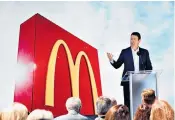  ??  ?? Steve Easterbroo­k, then president and CEO of Mcdonald’s, at the grand opening of its new HQ in Chicago in June 2018 – he was fired 17 months later