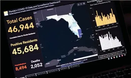  ??  ?? Rebekah Jones, who created and maintained Florida’s coronaviru­s data website, had her home raided by armed police. Photograph: Paul Hennessy/SOPA Images/REX/Shuttersto­ck